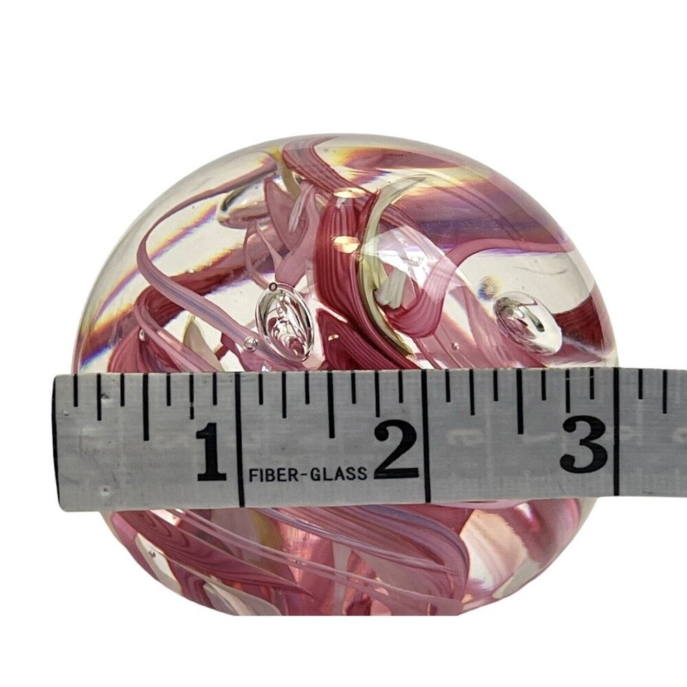 Whitefriars 9850? Pink‎ Yellow White Art Glass Abstract Paperweight Has Sticker! - Picture 9 of 9
